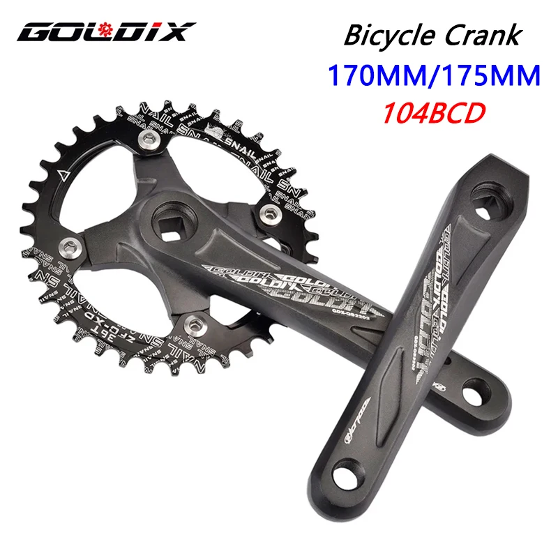 

GOLDIX MTB велосипедная кришка с квадратным отверстием 170 мм, черные шатуны 104BCD 32-42T, узкие широкие звездочки, круглые/овальные детали велосипеда