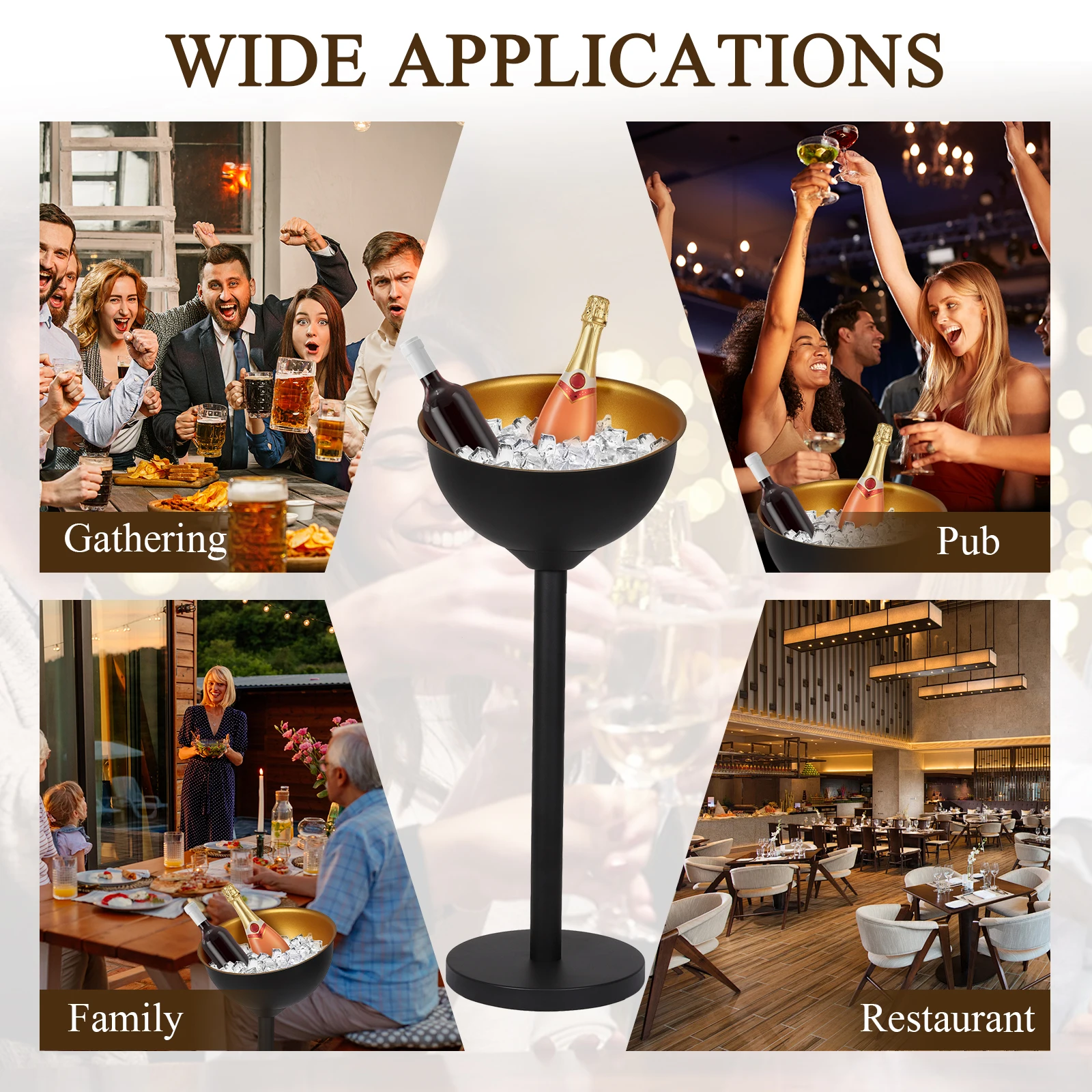 

Champagne Ice Bucket Stainless Steel Standing Ice Bucket Champagne Wine Bucket for KTV Restaurants