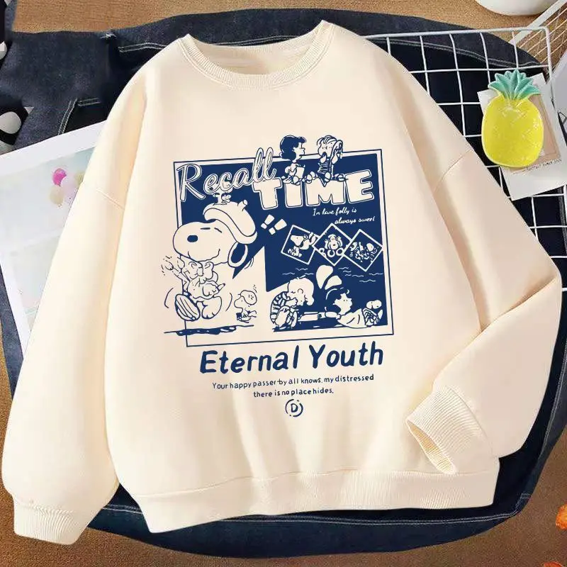 

2025 Свободная и универсальная осенне-зимняя толстовка с капюшоном и принтом снупи, модная и подходит для пар