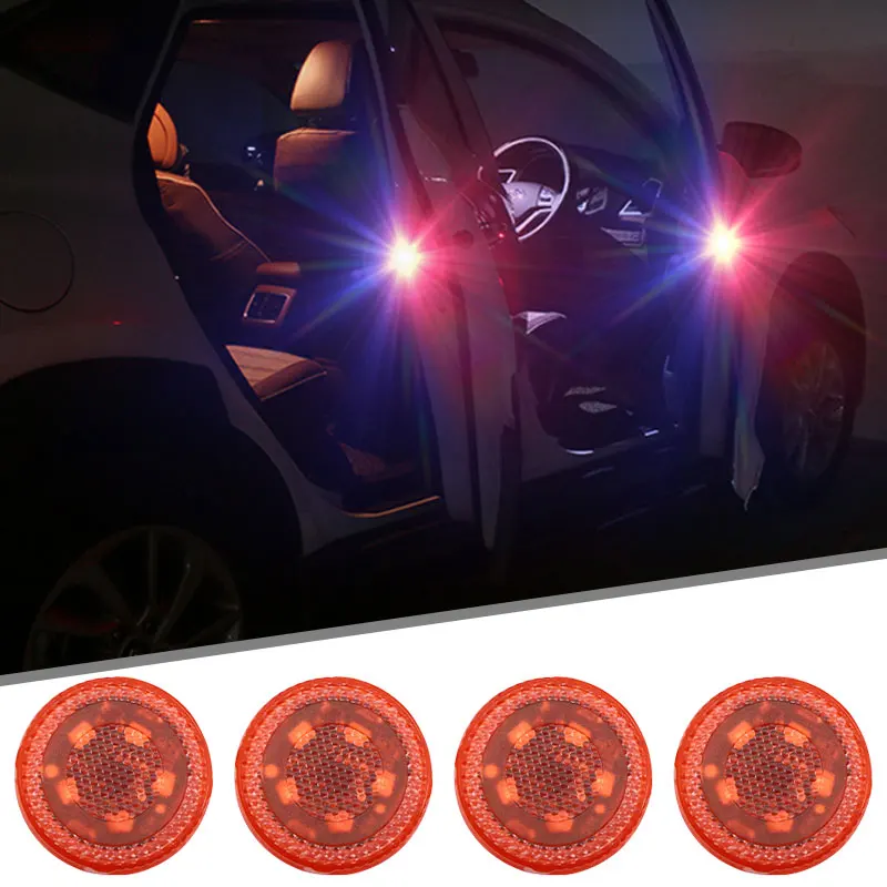 

2 PCS Car Door Lights LED Opening Door Safety Warning Anti-collision Light Red Strobe Flashing Alarm Lights Alarm Lights Parking