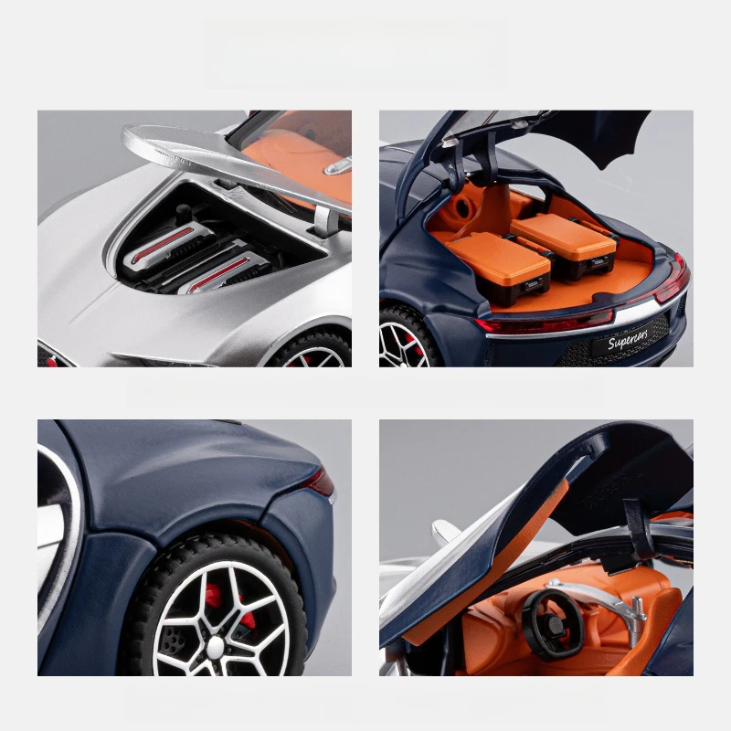 1:32 Bugatti Atlantic Sports car Simulation Diecast Metal Alloy Model car Sound Light Pull Back Collection Kids Toy Gifts