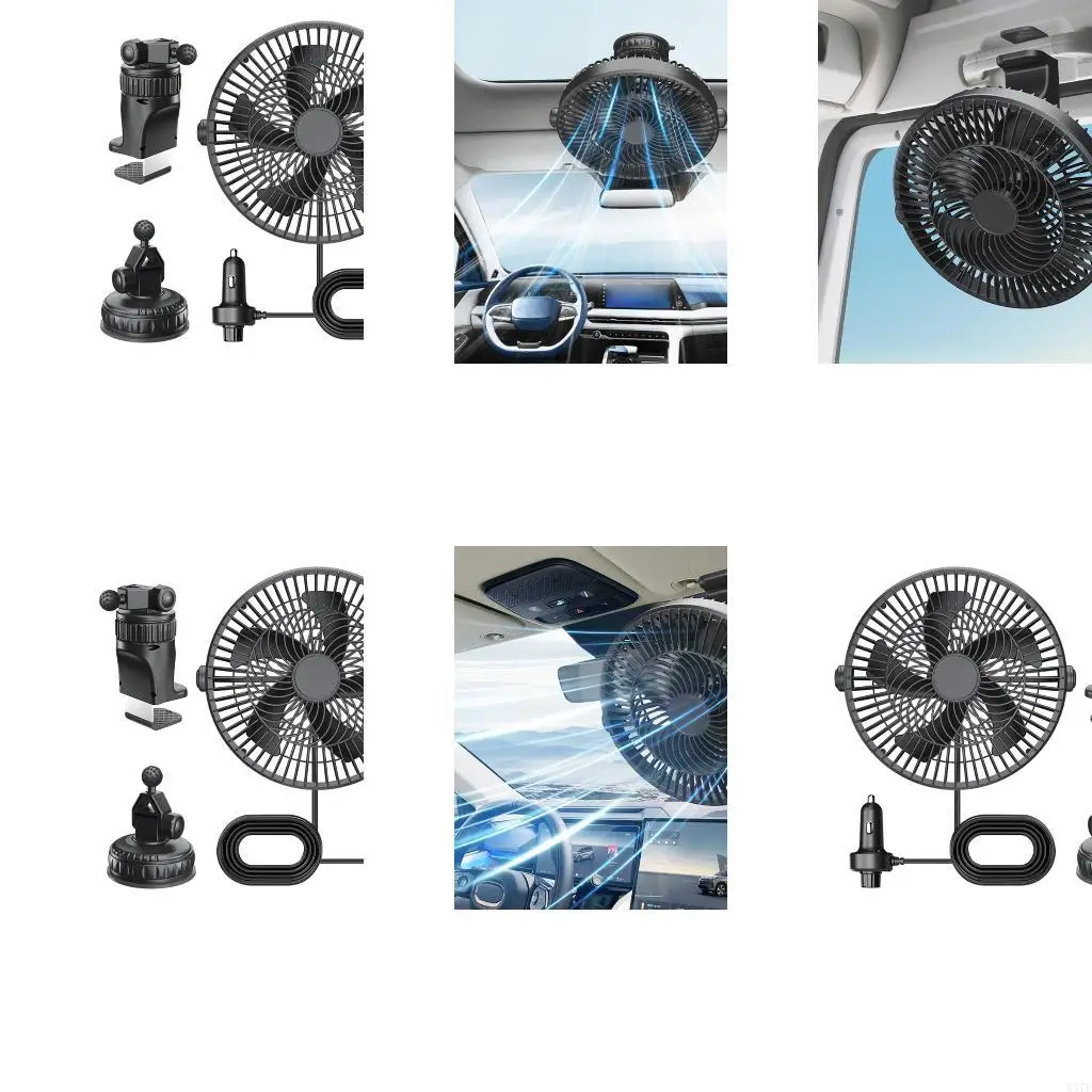 Car Fan for Cabin Ventilation with Flexible Mounting Truck Fan for Vehicles X37F