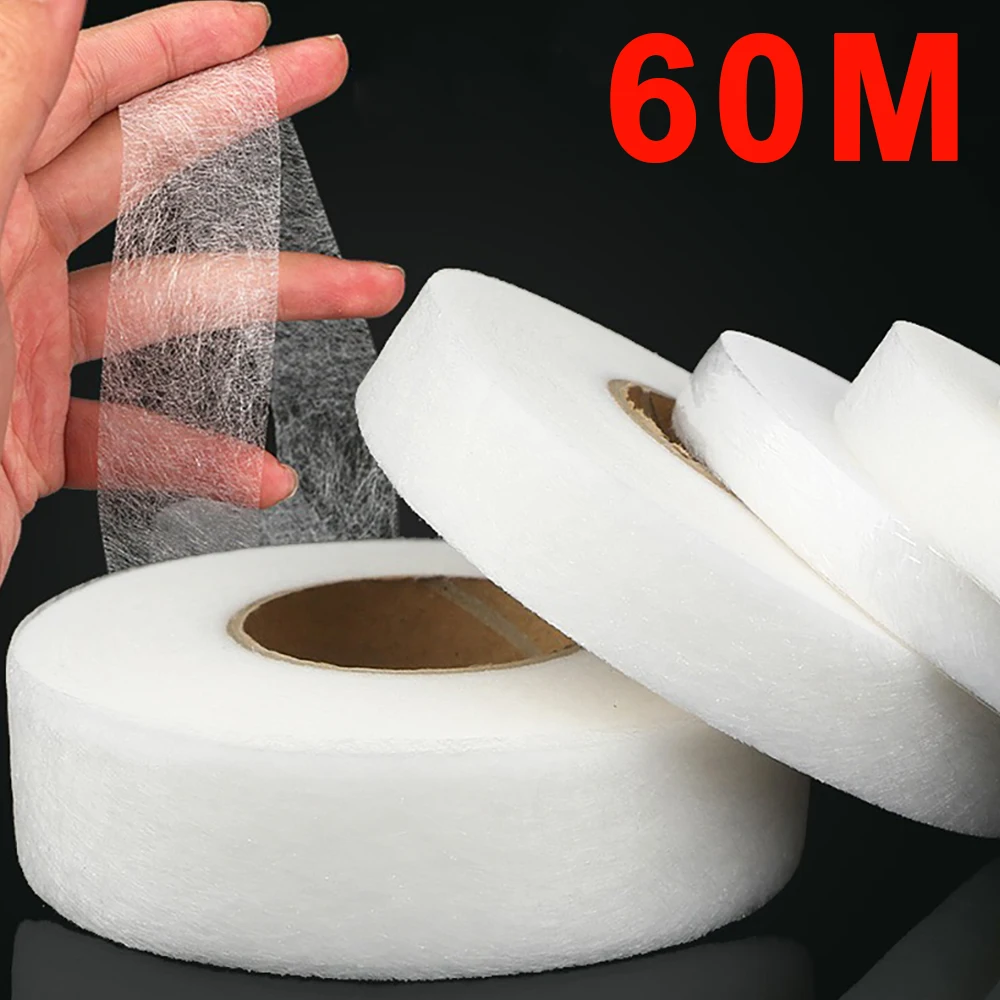 60M Double-sided Non-woven Interlining Adhesive Fabric Clothes Iron On Hem Tape For Pants Hats Household DIY Sewing Accessories