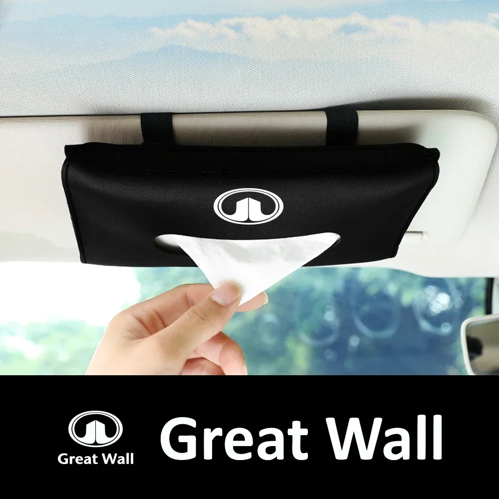 For Great Wall GWM M4 STEED Poer Wingle 5 Haval H2 H3 Hobby Florid Jolion M6 Voleex C30 Safe Leather Car Sun Visor Tissue Box