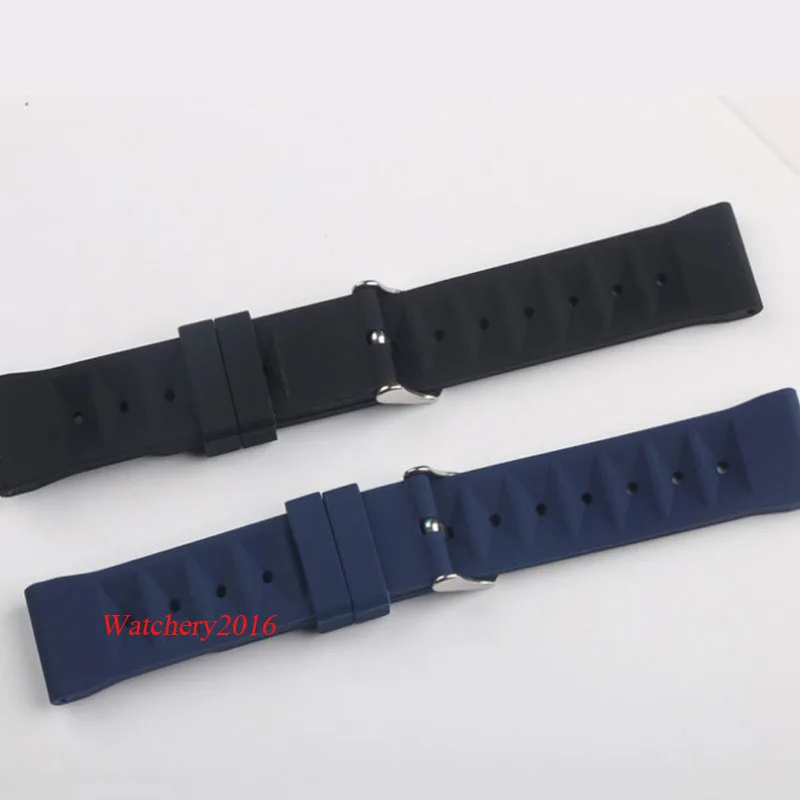 

Rubber Waffle Rubber Watch Strap for 40MM NH35 Watch Case 20mm 22mm Width Black/Blue 316L Stainless Steel Buckle