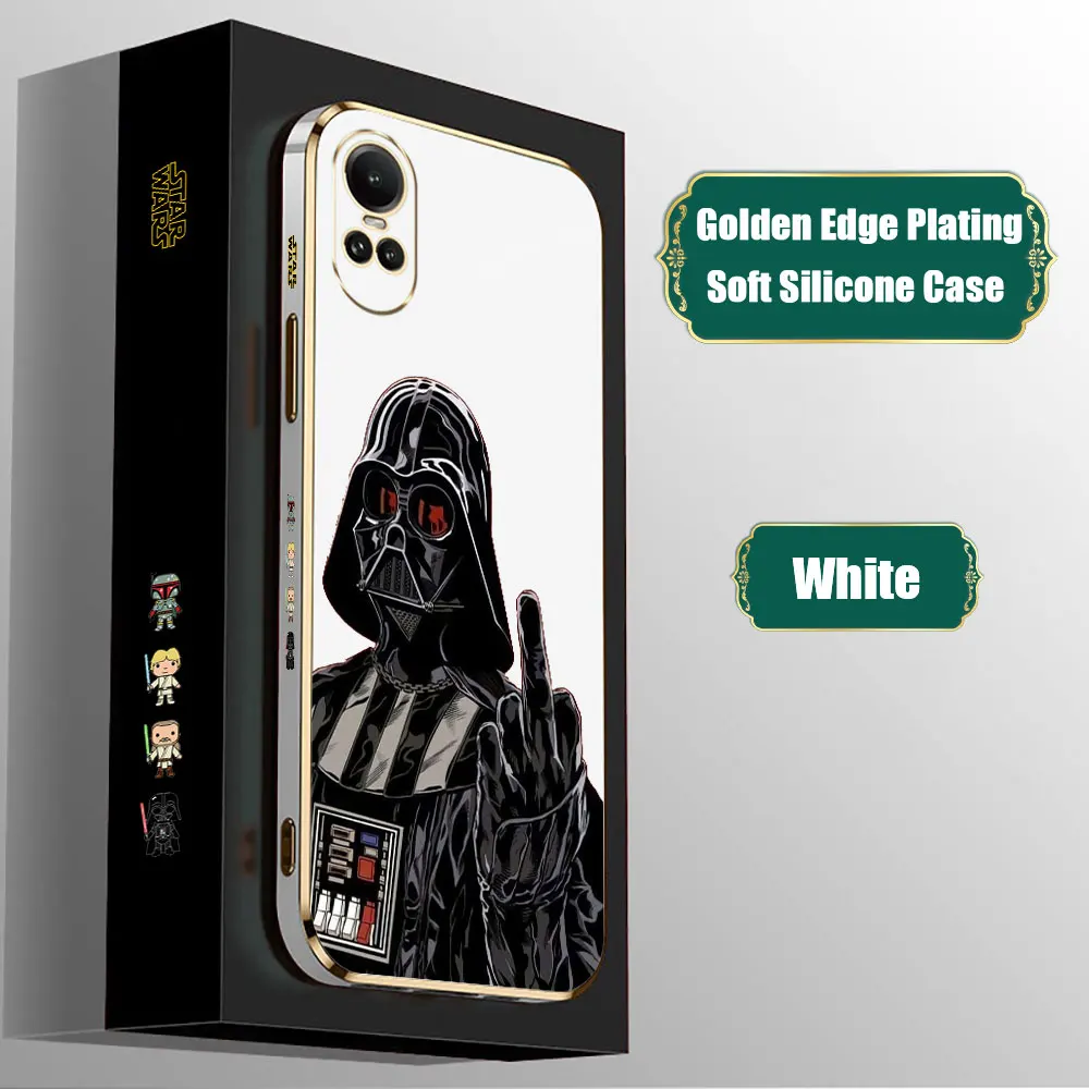 Disney S-Star Wars Middle Finger Phone Case For OPPO Reno 12 11 11F 10 8 8T 7 7Z 6 6Z 5 5F 4 4F Pro Plus Lite 5G Plating Cover