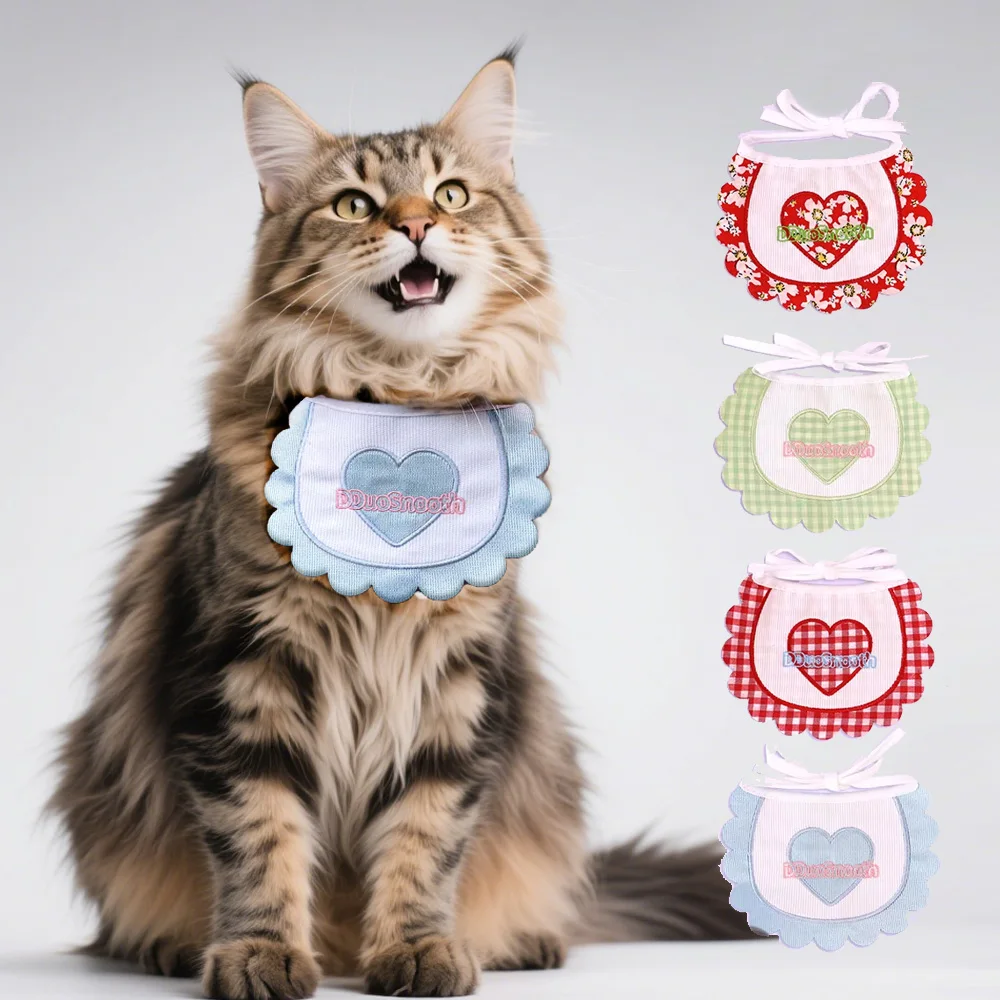 

Valentine's Day Pet Bib,Cat & Dog Heart Patterned Saliva Towel Ragdoll photo accessories.