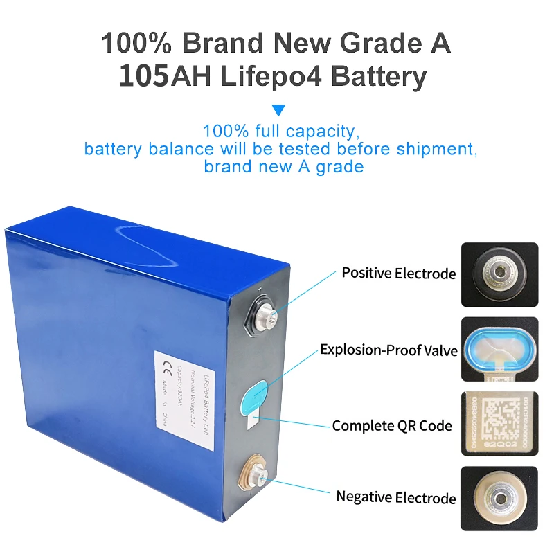 Zonne-energie Bank 8PCS 3.2V 80Ah Oplaadbare Lithium Ion Batterij Cel LiFePO4 Deep Cycle Gloednieuwe Grade A energieopslag
