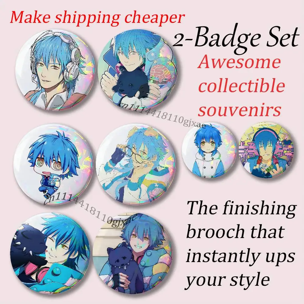 Aoba Seragaki D-DRAMAtical Brooches for Backpack Accessories 25,32,44,58,75mm Round Enamel Pins 2-piece set Cartoon Anime Badge