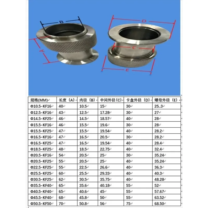 Stainless steel KF25 vacuum gauge pipe fittings, vacuum quartz pipe sealing fittings, tube furnace sealing plugs