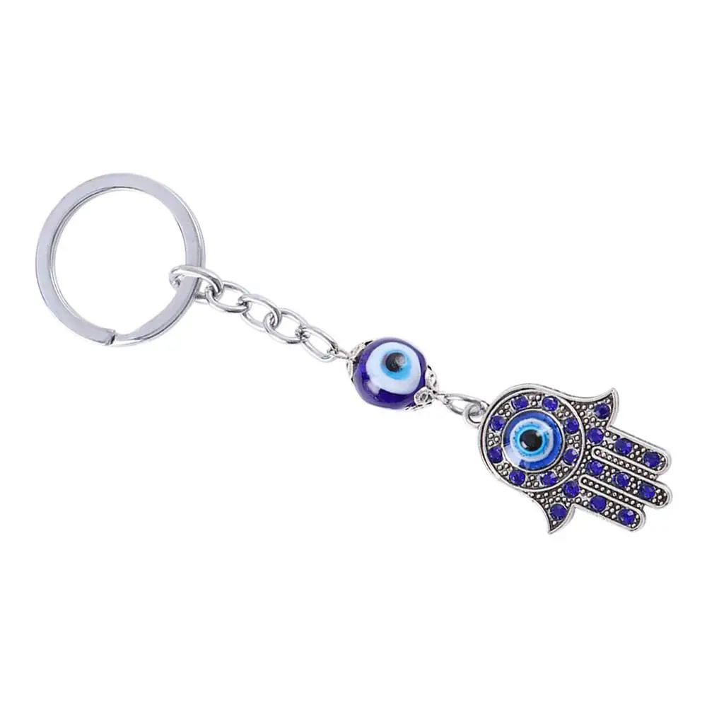 Pendant For Men Women Blue Amulet Key Holder Car Keyrings Fatima Hand Hamsa Keychain Evil Eye Protection Charm