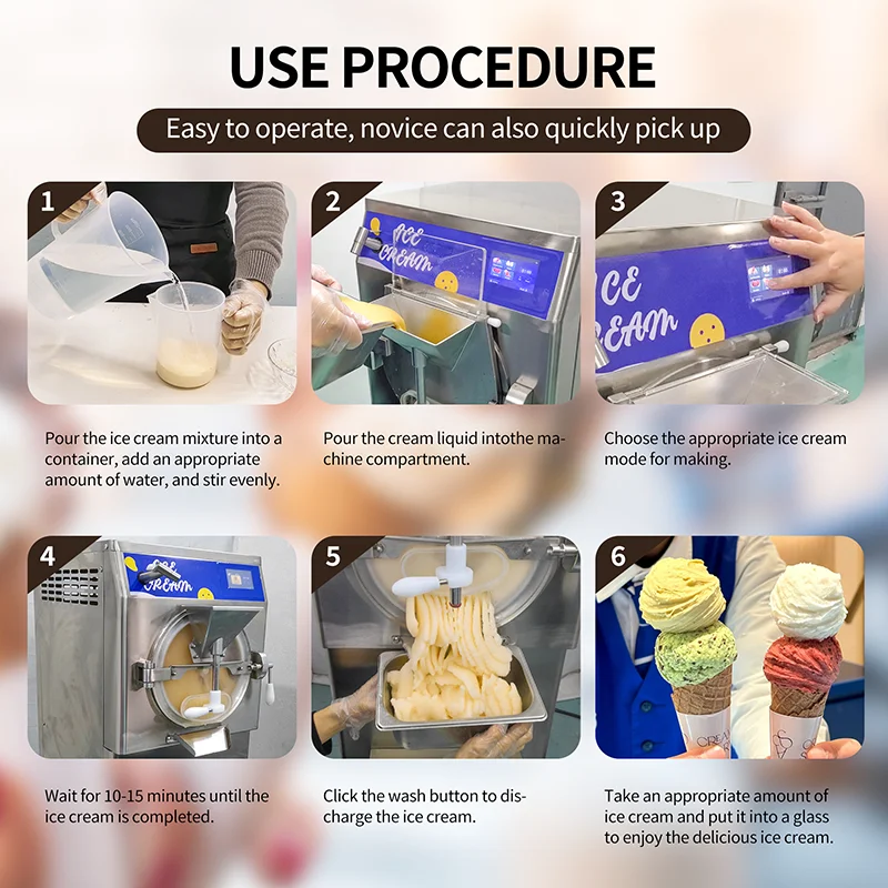 New 5 Functions 48L/H Commercial Ice Cream Machine Italian Gelato Hard Ice Cream Maker Batch Freezer Sorbet Ice Slush Machine