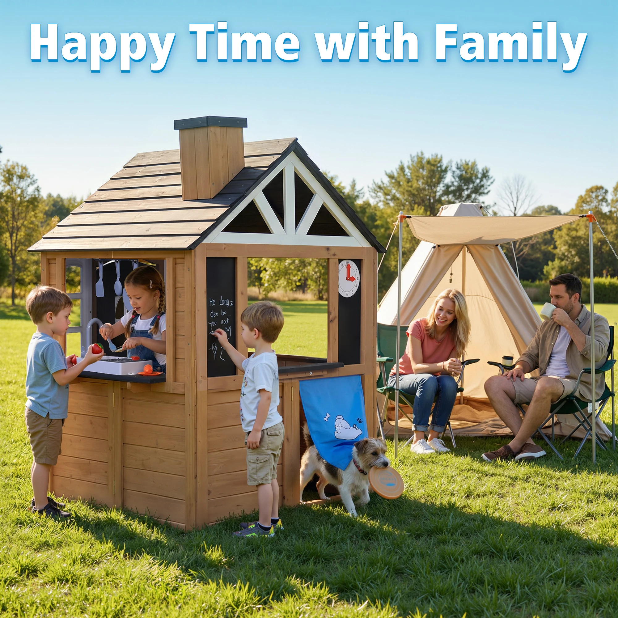 Kids Wooden Playhouse Outdoor - Kids Outdoor House With Kitchen recension och pris