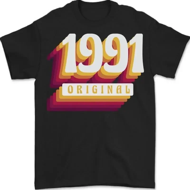 Retro 34th Cumpleaños Original 1991 Camiseta Hombre 100% Algodón T shirt