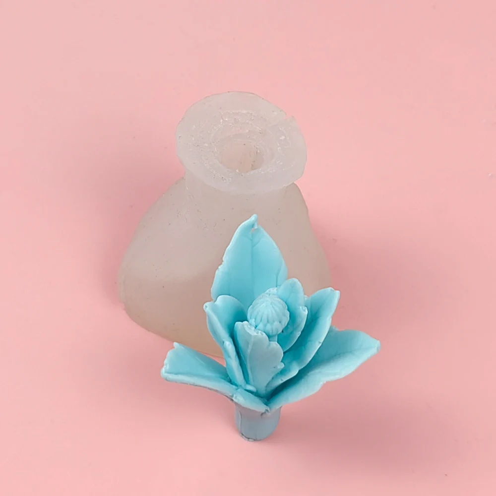 PRZY-Silicone Bud Molds, 3D Leaf, Flower Moulds, Soap, Valentine\'s Day, Candle Mold, Clay Resin Decor, Wedding, Birthday, HC0438
