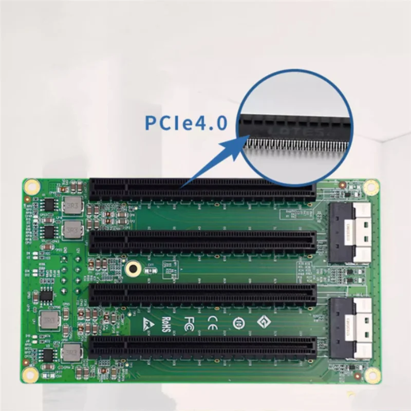 

A19E-2 Порт SFF-8654 на 4 слота Pcie X16 Адаптер слота Pcie X16 Плата расширения слота с 8-контактным разъемом питания