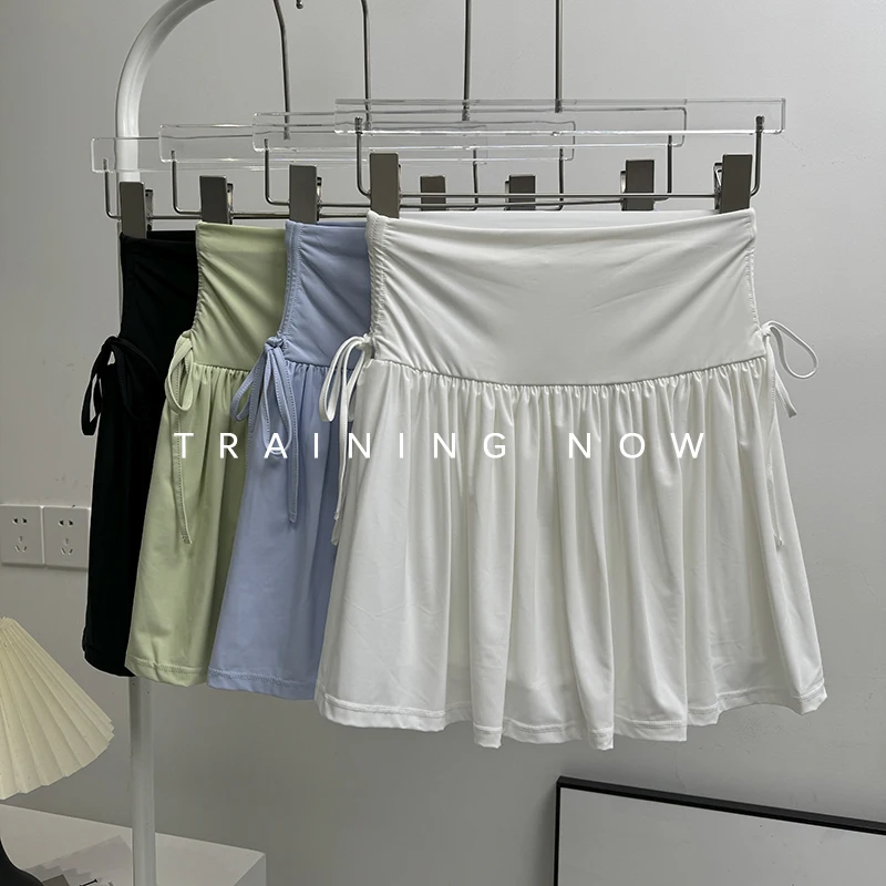 

Теннисная спортивная юбка для женщин летом с высокой талией, тонкая плиссированная юбка для пилатеса, йоги, искусственные двухсекционные шорты для фитнеса, юбка