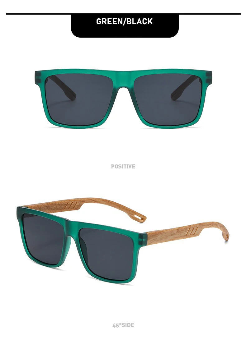 Vintage Holzmaserung Sonnenbrille für Männer und Frauen Klassische Leichte Eckige Sonnenbrillen Modische Tägliche Dekorative Brillen UV400-Schutz – Detail 13