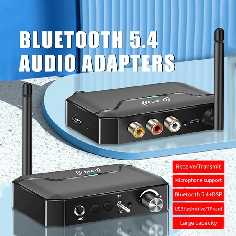 ABPP-2 في 1 بلوتوث 5.3 جهاز ريسيفر استقبال وإرسال الصوت يدعم NFC USB محول لاسلكي AUX/RCA/TF/محوري/6.5 مللي متر