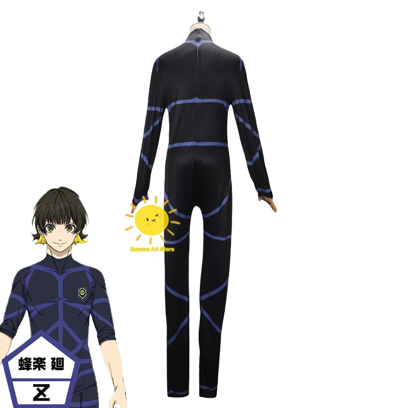 Anime Isagi Nagi Cosplay Blue Cosplay Costumes Lock Football Training Uniform Dark Tight Jumpsuit Halloween Carnival Cos Unisex view 6