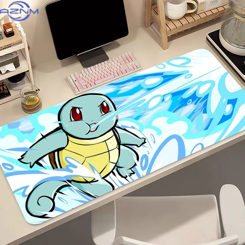 Natural Rubber Mouse Pad Pokemon Squirtle XXL Game Gaming Accessories Speed Keyboard Lock Edge Desk Mat Office Laptop mousepad
