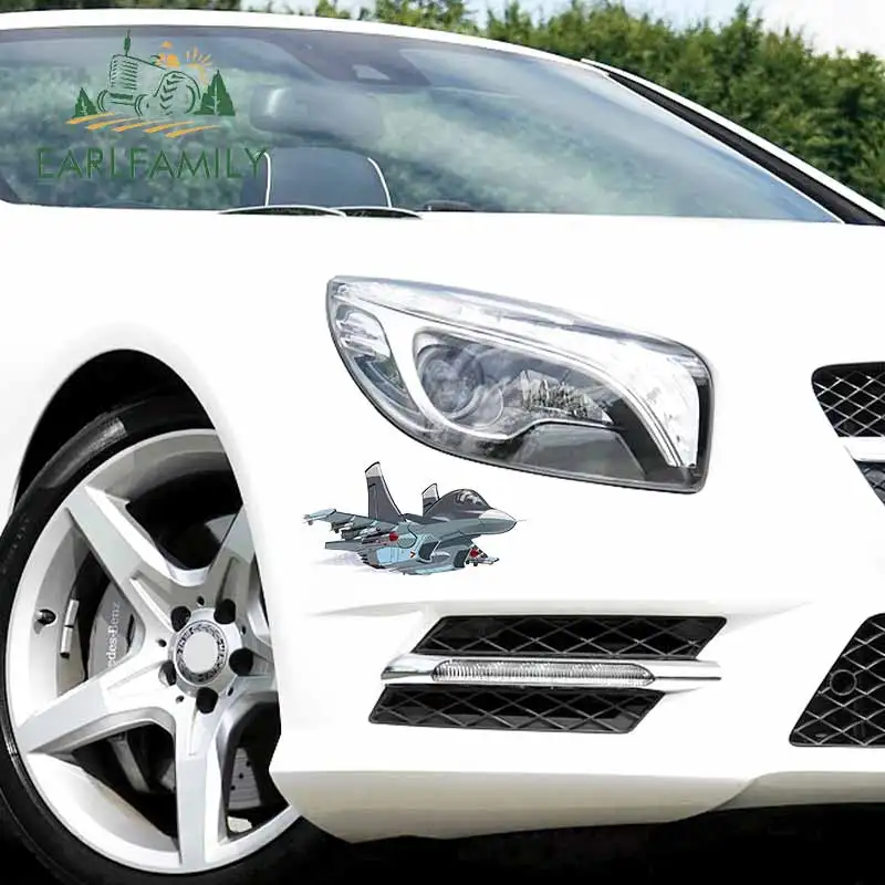 EARLFAMILY 13cm x 6.5cm For Cartoon Air Force Fighter Fine Decal Air Conditioner Car Sticker Vinyl Material DIY Custom Printing