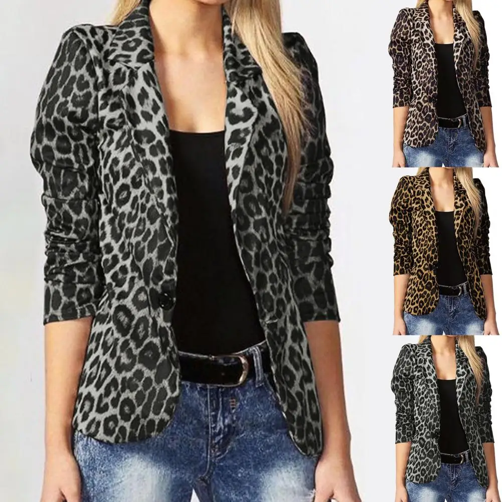 Trendy Autumn Blazer Leopard Print All Match Casual Autumn Blazer  Lady Blazer    Autumn Blazer