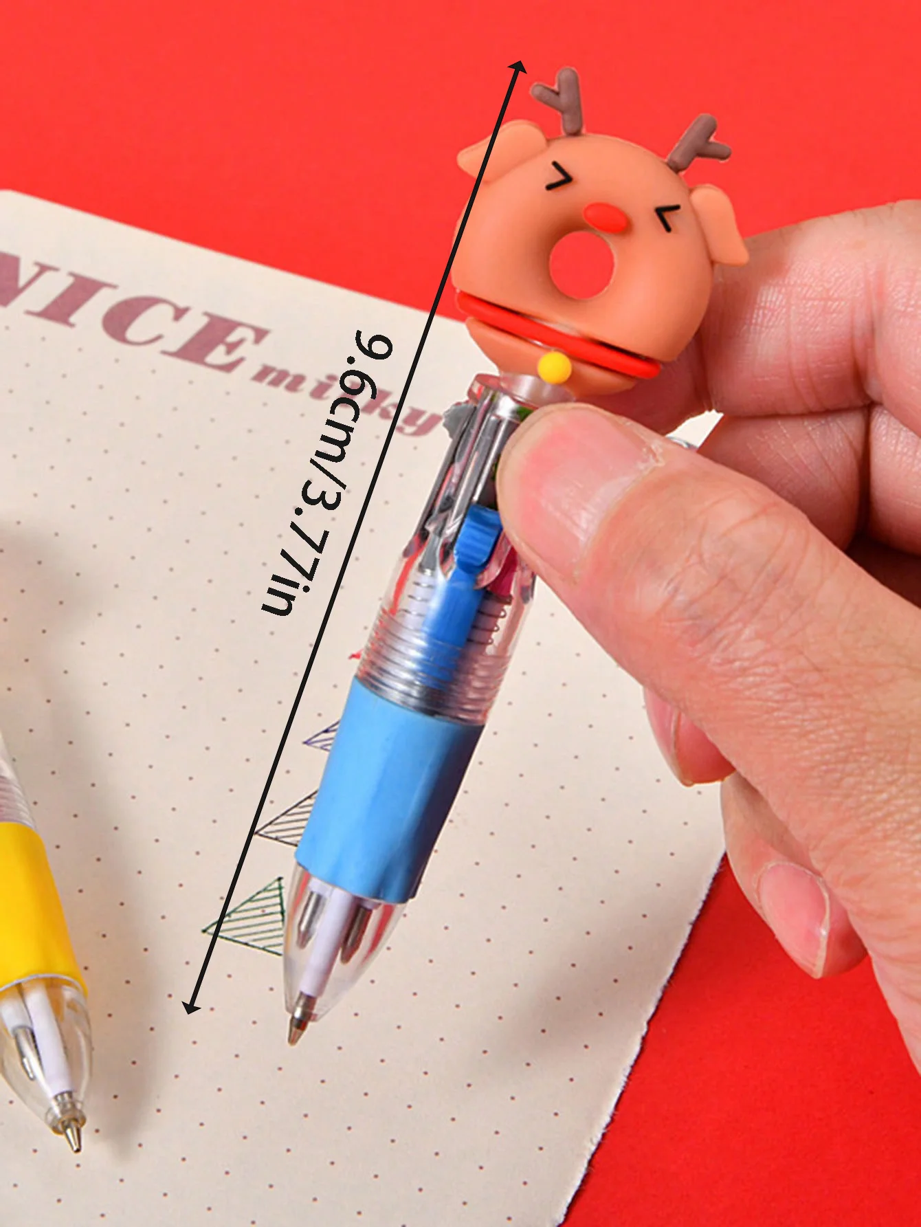 Christmas Themed 3/5/10 Pack Multi-Colored Ballpoint Pens 0.7mm Press-On Cartoon Cute Fun Pens for Kids Santa Snowman Pattern Su
