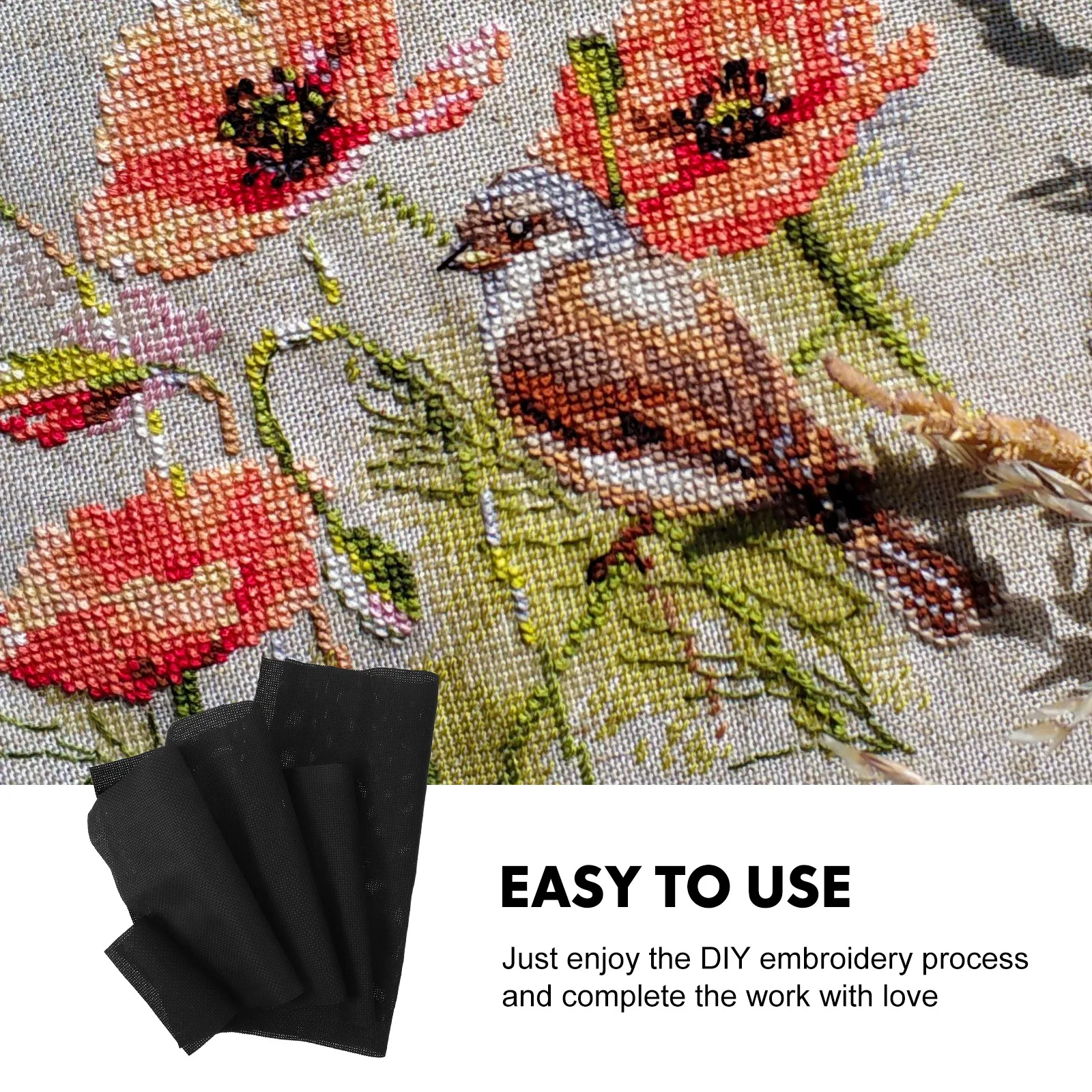 

5 Black Embroidery Fabric Sheets Cross Stitch Cloth Finished Product DIY Handmade Portable Sewing Gridding Materials