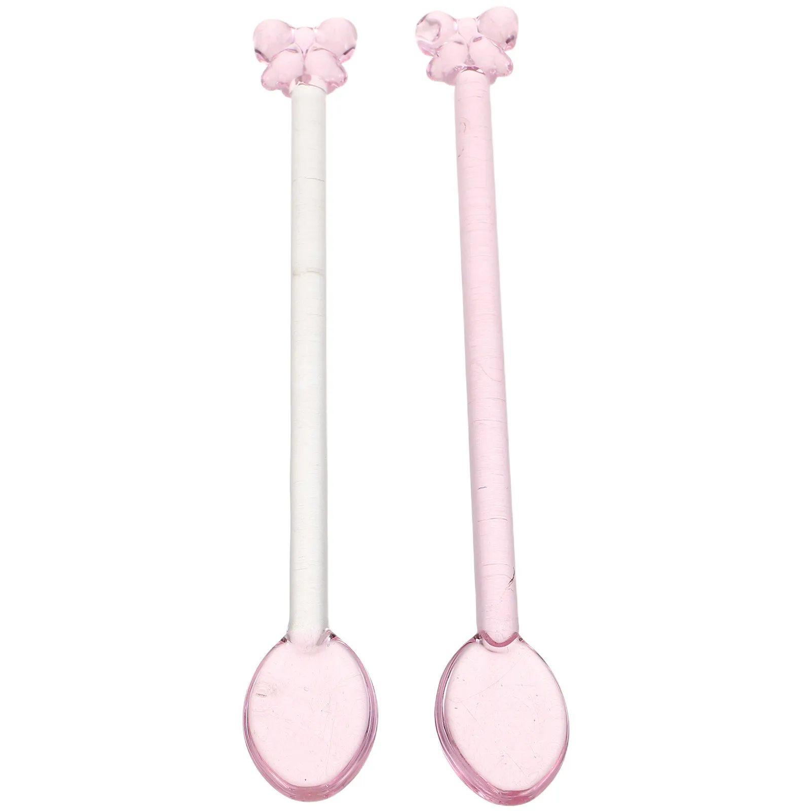

2 PCS Spoons Glass Serving Cooking Heat Resistant for Cute Sugar Pink Coffee Stirring