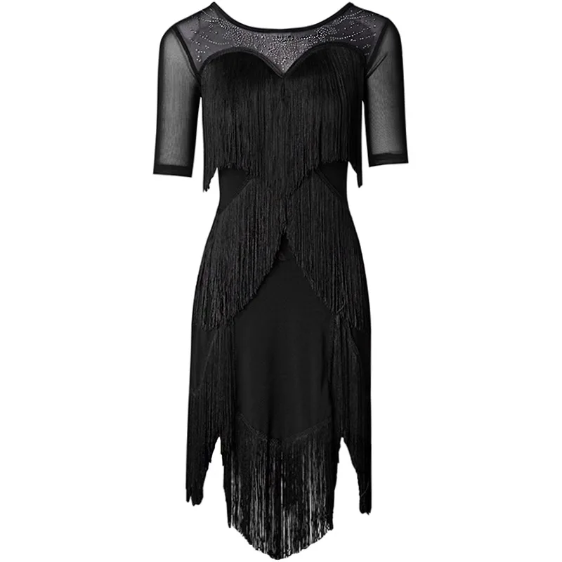 

Женское праздничное платье для латинских танцев 2025 года, элегантный бальный профессиональный костюм с бахромой, эластичный тренировочный костюм для взрослых