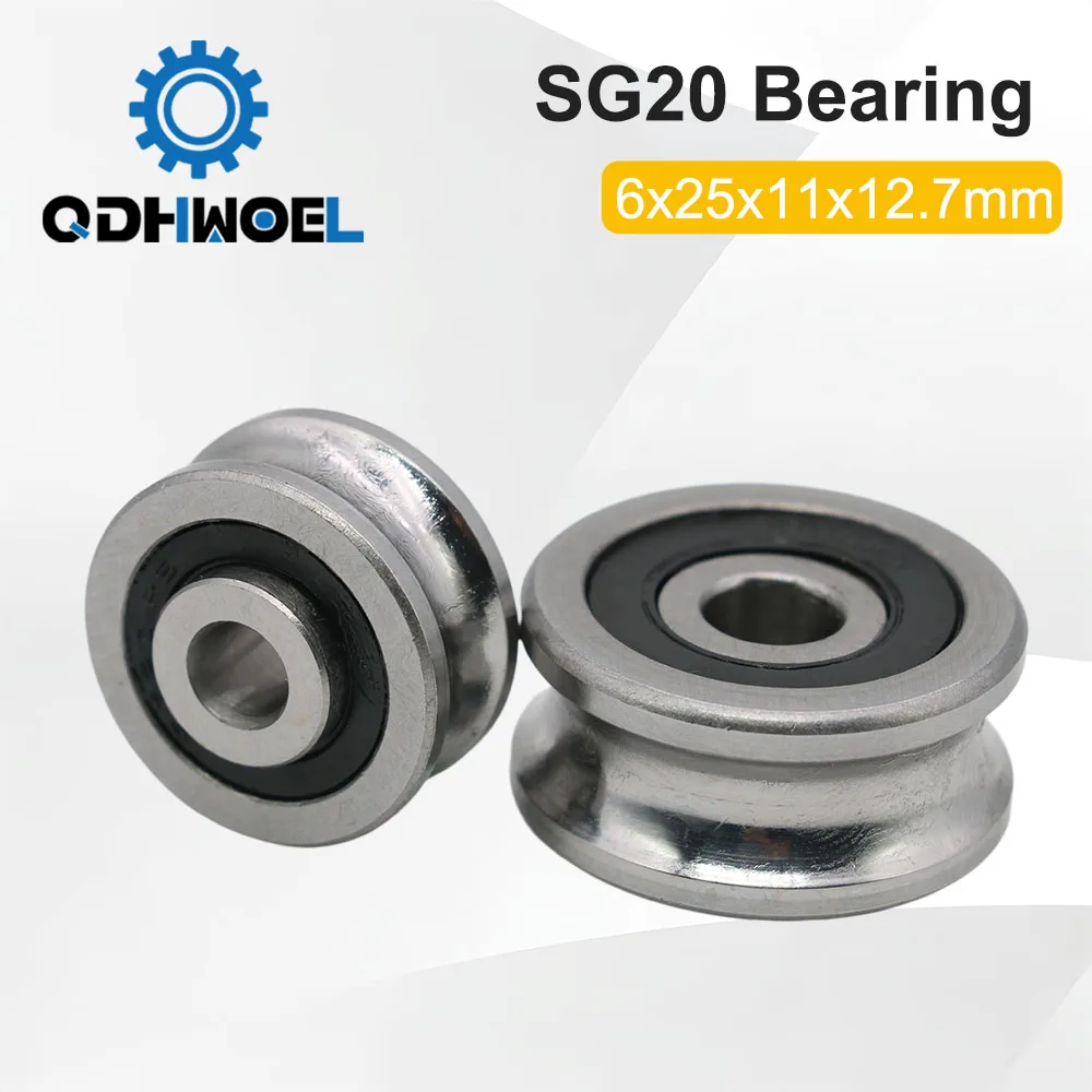 SG20 6x24x11mm U Groove Ball Bearing GCr15 Sealed Guide Roller Wheel for 3D Printer Textile Machine