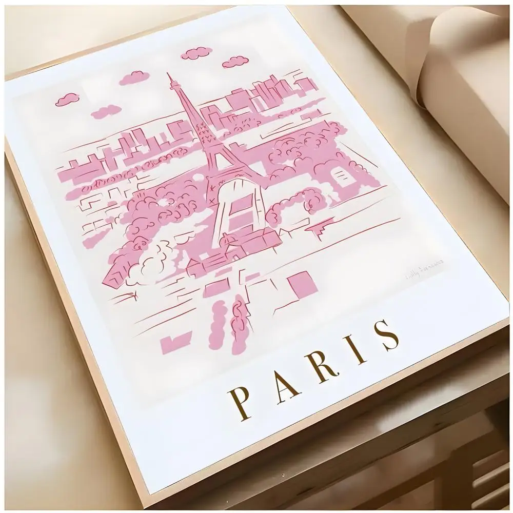 wall art A-Abstract City Pink Poster Top-tier Indoor Bar Decor Art & Household Decoration Presents