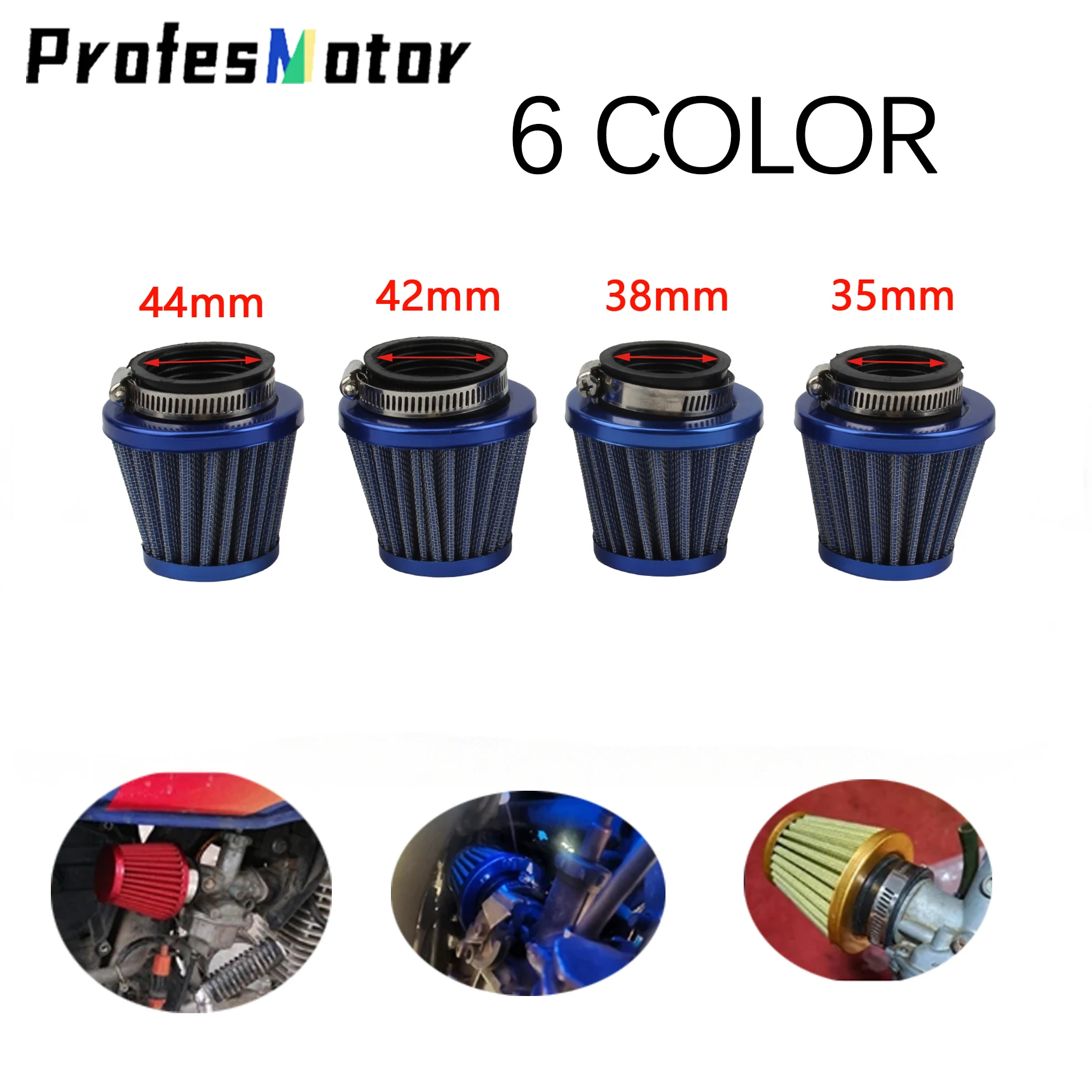 

Universal Motorcycle Air Filter Cleaner Clamp-on Air Intake Filters 35MM 38MM 42MM 44MM ATV Pit Dirt Bike Moto Air Filter