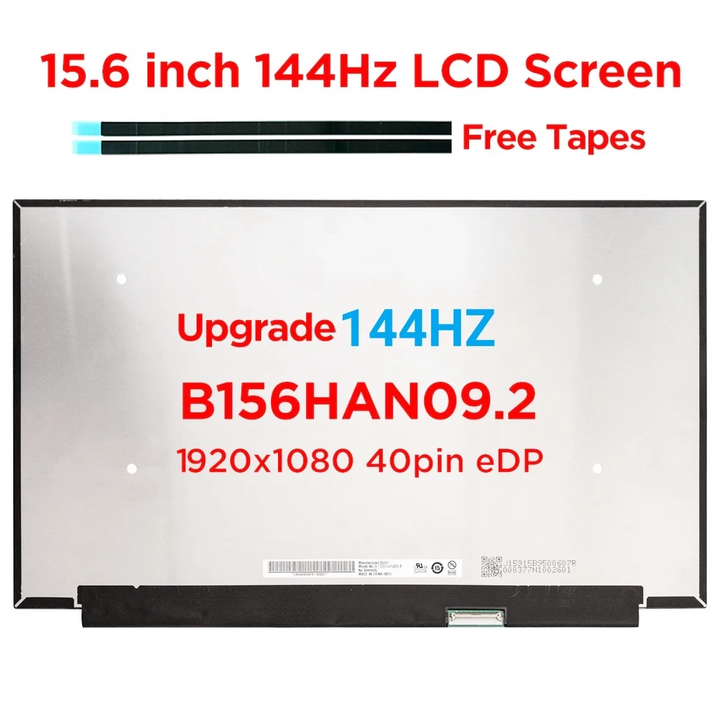 

15.6" IPS 144Hz Laptop Screen B156HAN08.2 N156HRA-EA1 fit NV156FHM-N4K NV156FHM-N4G N4J NV156FHM-N4N NV156FHM-NX