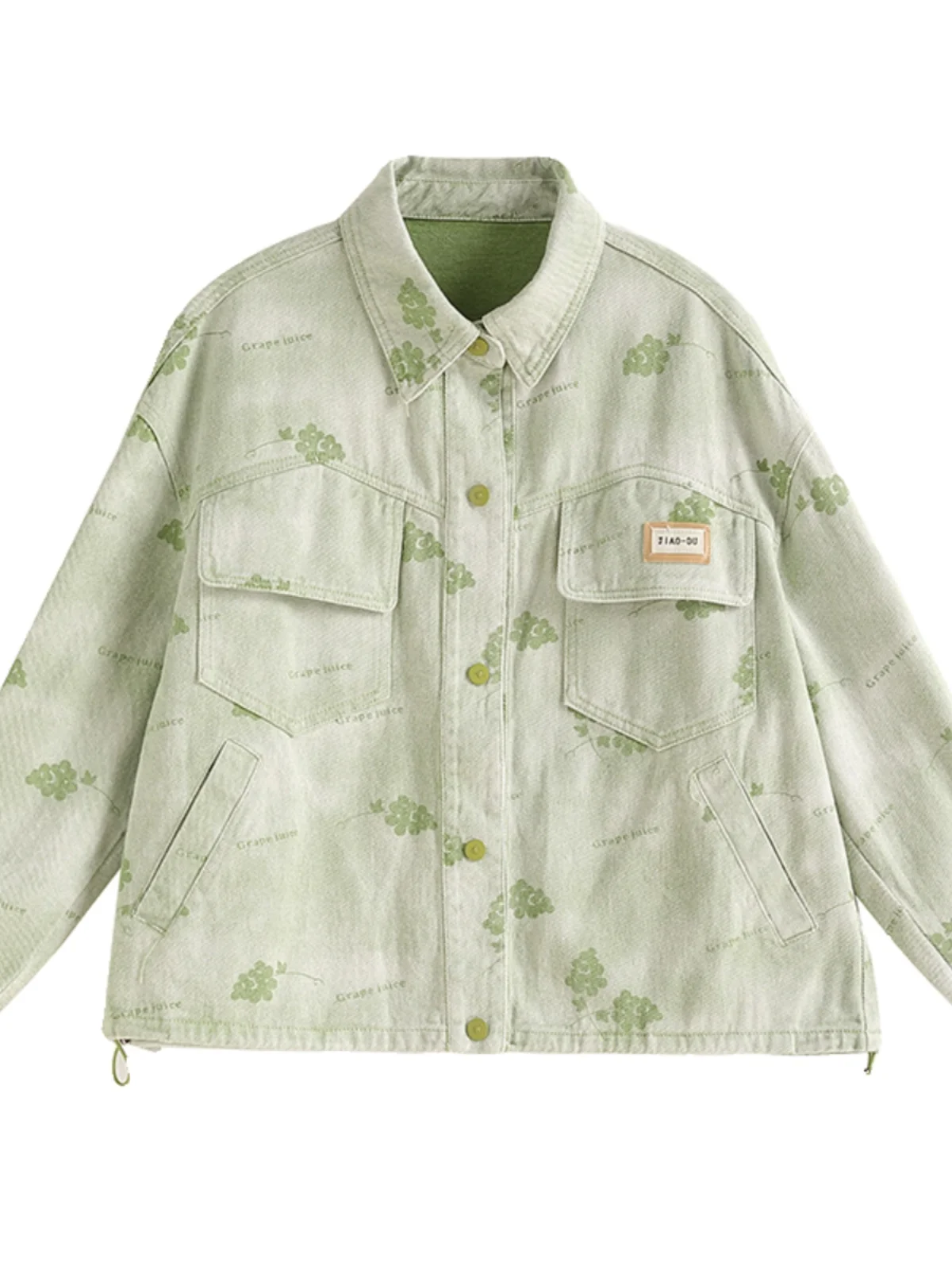 Losse casual dames denim Jaet lente seizoen print geen tag casual Sle lange Sve kraag knop ket detail