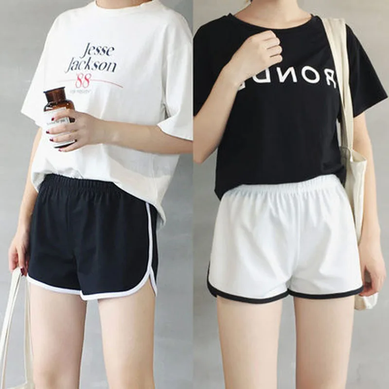 

S-4XL Black Striped Shorts Women Oversized White Wide Leg Shorts Summer Korean Fashion High Waist Baggy Sports Short Pants New