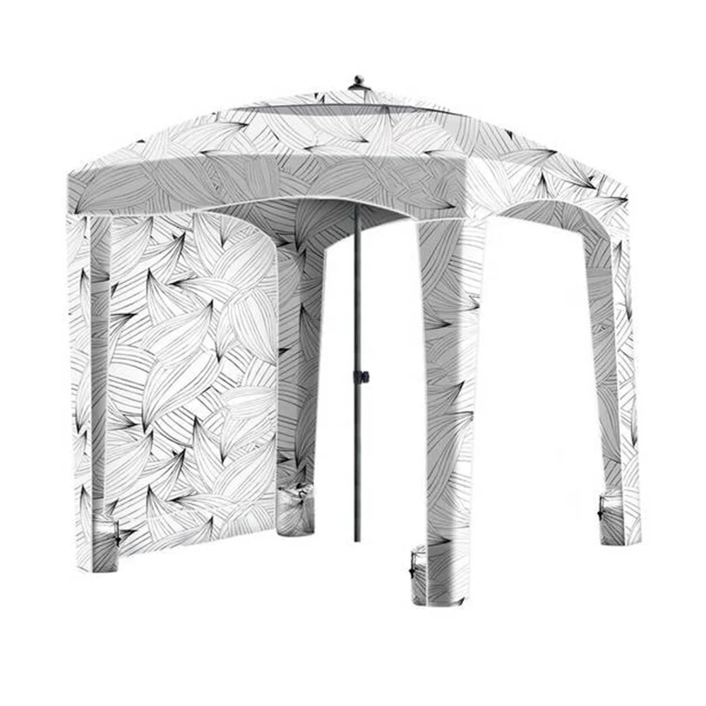 

Stainless Steel Outdoor Garden Patio Seaside Sunshade Summer Solar Beach Cabana Square Umbrella Tent Tassels Canopy for Park