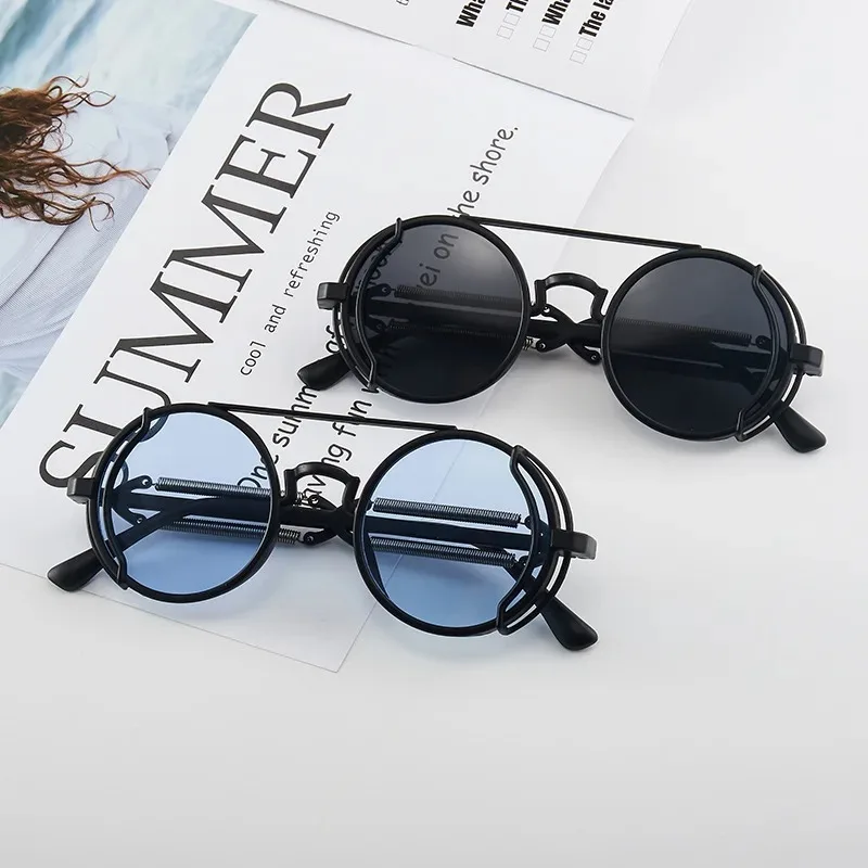 1/3PCS Classic Gothic Steampunk Sunglasses Luxury Designer High Quality Glasses Men and Women Retro Round Eyewear ﻿