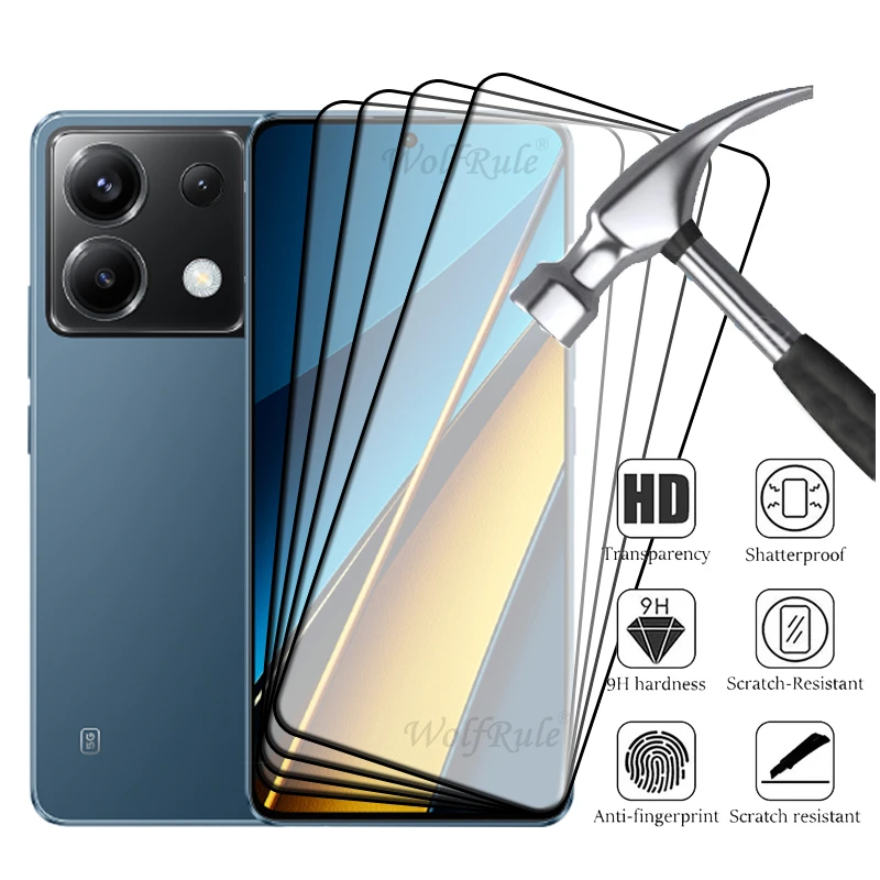 4pcs For Poco X6 For Glass Poco X6 5G Screen Protector Full Cover Glue Glue 9H Protective Tempered Glass Xiaomi Poco X6 Pro 5G