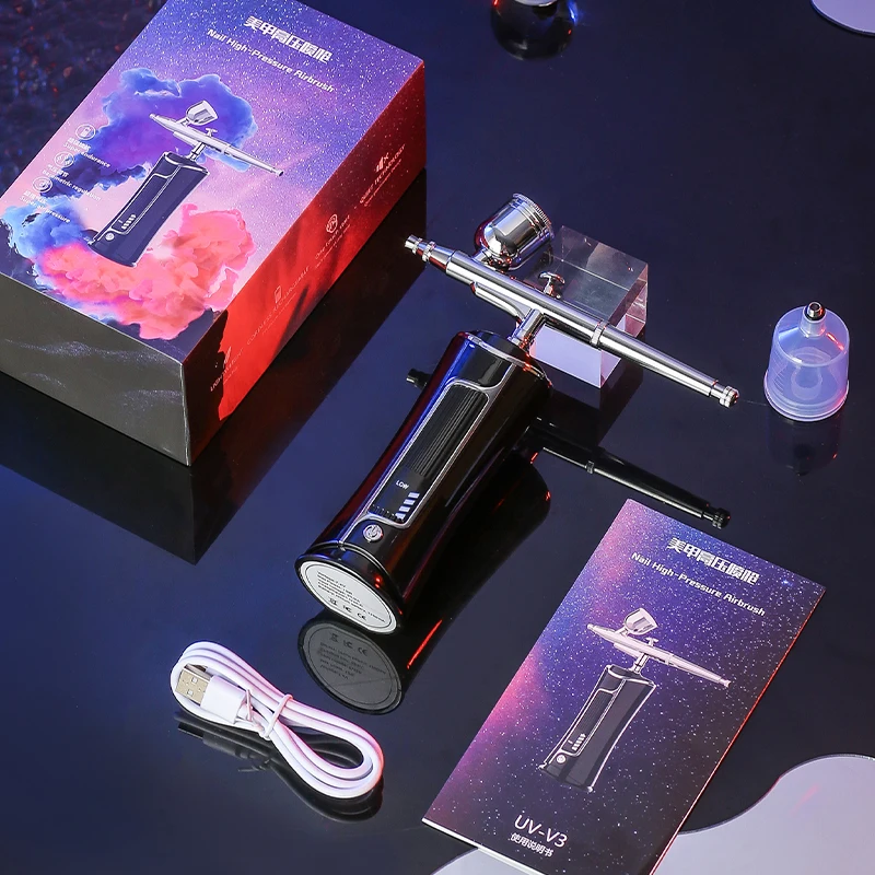 2023 Draagbare airbrushcompressor Professionele draadloze airbrushkit met compressor voor nagels