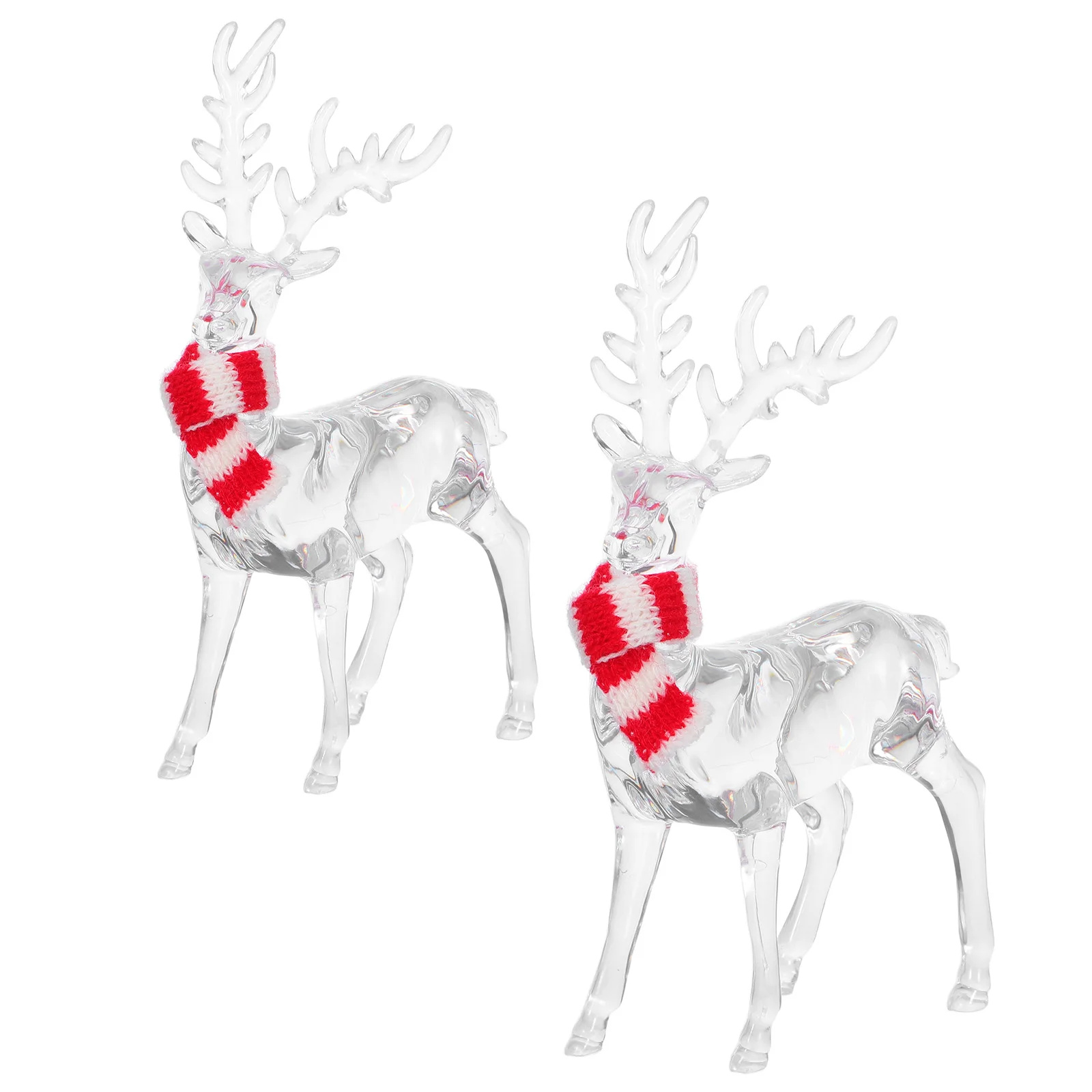 

2 PCS Christmas Transparent Deer Pendant Decorations Clear Statues Acrylic Tabletop Centerpiece Figurine Figurines Elk