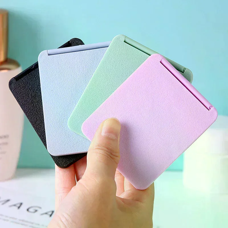 Folding Mirror Pocket Mini Portable Makeup Mirrors Travel Hand Small Mirror Vanity Foldable Compact Cosmetics Tools Plastic
