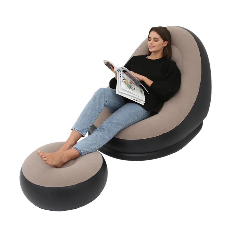 Warming Lazy Sofa Set Inflatable Leisure Bean Bag Sofa Outdoor Foldable Recliner Bed Fluffy Seat Tatami Footstool Bedroom Floor