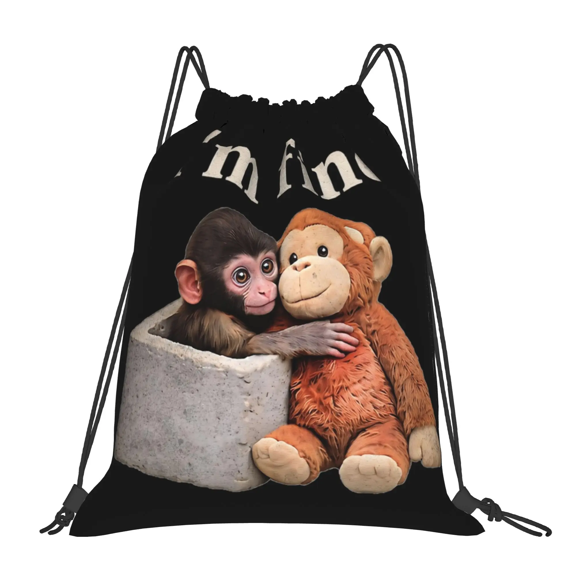 

Baby Punch Monkey Lonely Drawstring Bags Sports Backpack Gym Sackpack Water Resistant String Bag for Hiking