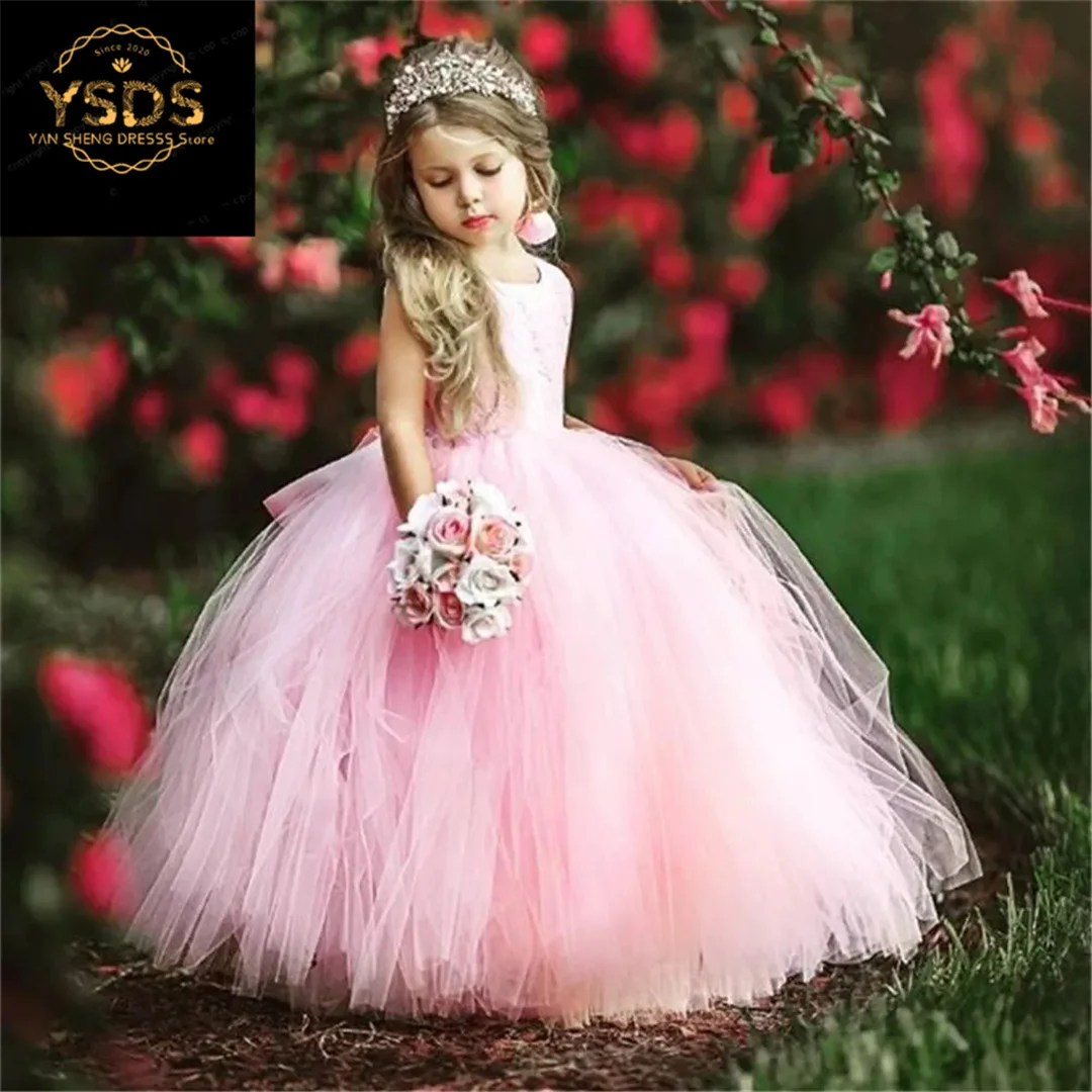 Disfraz de flores para niñas, vestido de princesa de encaje, ropa de otoño e invierno para niños, fiesta de cumpleaños de Año Nuevo, vestido de boda