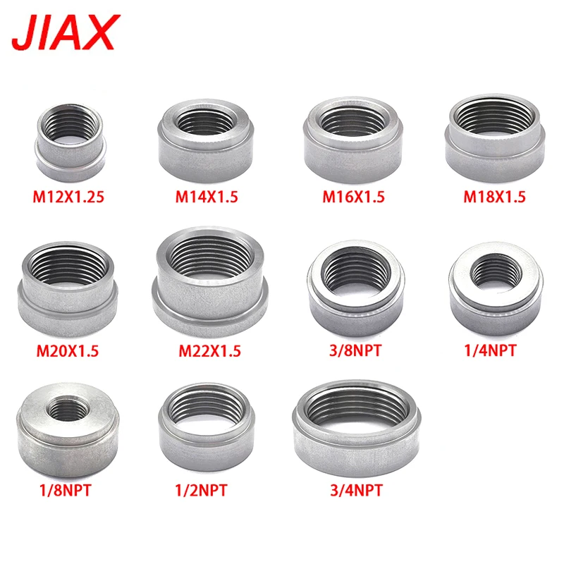 2PCS M12 to M22 Stainless Steel Female Thread Weld Bung Metric Mounting Boss Exhaust Pipe Welding Nut