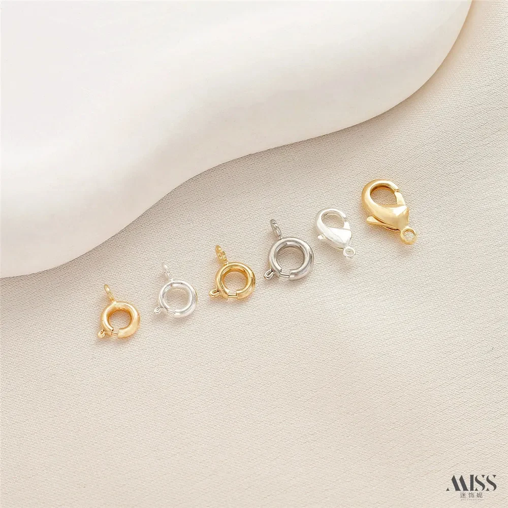 14K Gold Color 18K Plated Real Gold Spring Buckle Lobster Buckle DIY Bracelet Necklace Ending Connection Button Head Accessories