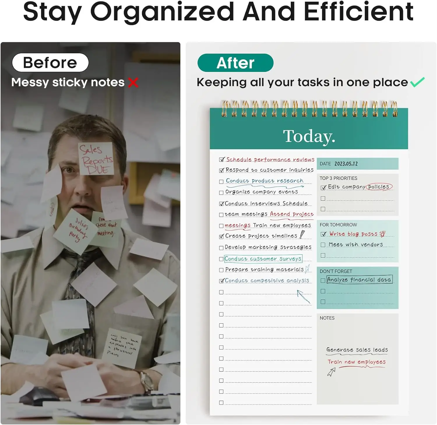 To Do List Pad - To Do List Notebook for Work with 52 Sheets, Undated Daily Planner Perfect for Daily Tasks and Goal Setting