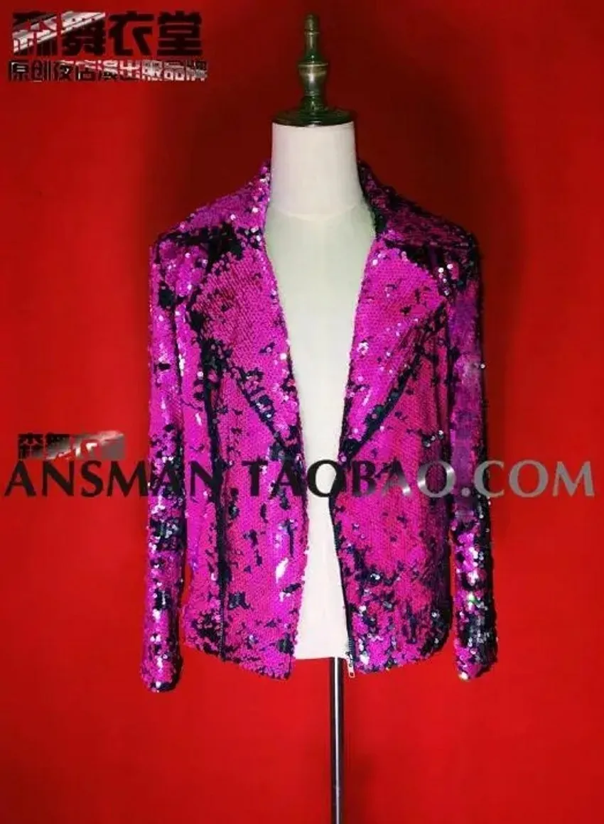 Hot New Hip Hop Rock Male Singer Coats Costume Men Colorful Pink Motorcycle Men's Personality Nightclub Fashion Sequins Jackets
